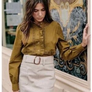 Sezane Ulysse Blouse Size 34/ US 2 Olive